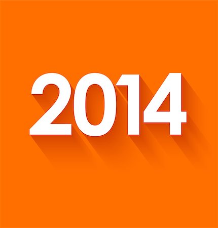 paper shadows vector - New year 2014 in flat style on orange background. Vector illustration Stock Photo - Budget Royalty-Free & Subscription, Code: 400-07216997