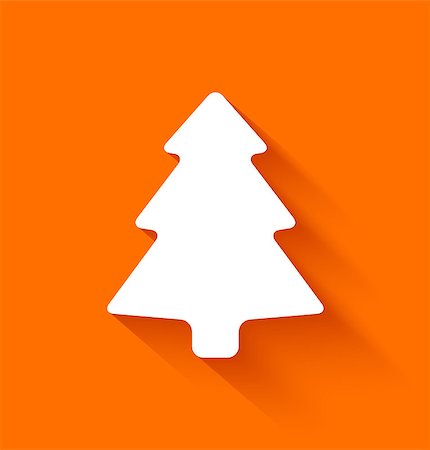 Abstract christmas tree in flat style on orange background. Vector illustration Stock Photo - Budget Royalty-Free & Subscription, Code: 400-07217001