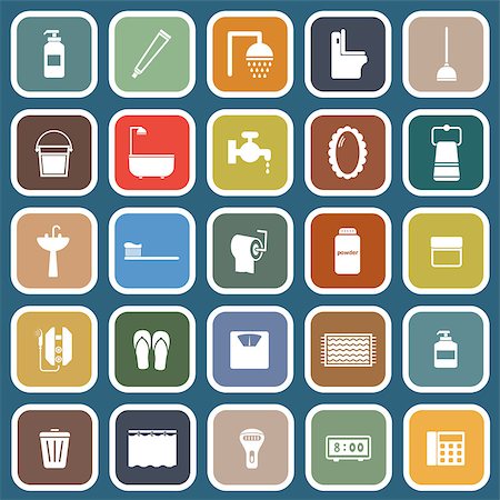 spa icon - Bathroom flat icons on blue background, stock vector Stock Photo - Budget Royalty-Free & Subscription, Code: 400-07217149