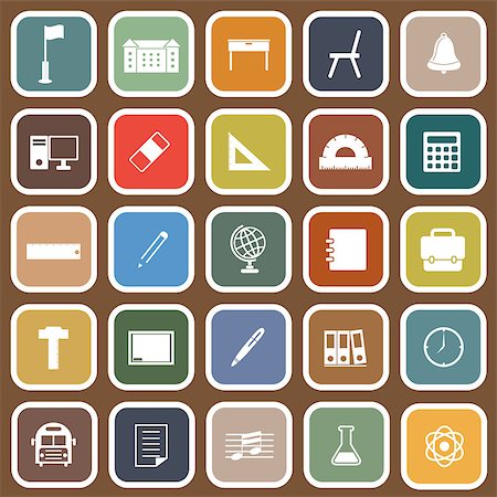 simsearch:400-08155384,k - School flat icons on brown background, stock vector Stock Photo - Budget Royalty-Free & Subscription, Code: 400-07217154