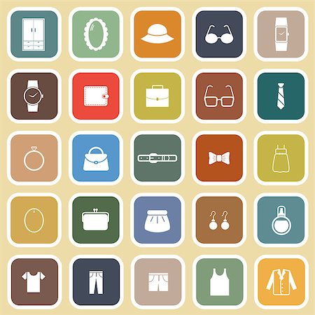 Dressing flat icons on brown background, stock vector Stock Photo - Budget Royalty-Free & Subscription, Code: 400-07217150