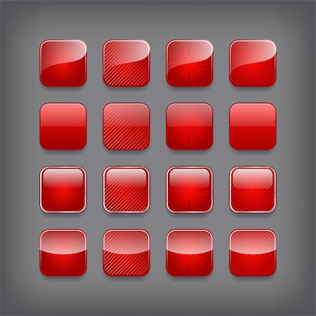 simsearch:400-06944565,k - Set of blank red buttons for you design or app. Foto de stock - Super Valor sin royalties y Suscripción, Código: 400-07217515