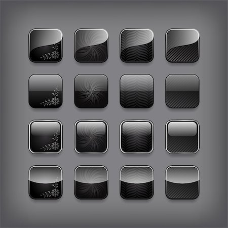 simsearch:400-06944565,k - Set of blank black buttons for you designor app. Foto de stock - Super Valor sin royalties y Suscripción, Código: 400-07217517