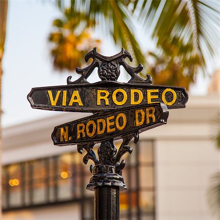 rodeo drive shopping stores photos - Famous steetsigh of Rodeo Dr in Los Angeles, the Luxury block Stock Photo - Budget Royalty-Free & Subscription, Code: 400-07217854