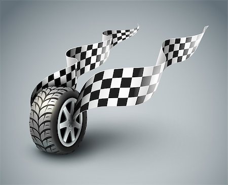 Sport racing wheel with flapping flags - eps10 vector illustratio Stockbilder - Microstock & Abonnement, Bildnummer: 400-07217906