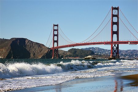 Baker Beach underneath the Golden Gate Bridge in San Francisco. California Stock Photo - Budget Royalty-Free & Subscription, Code: 400-07218077