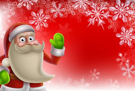 santa border - Cartoon Santa Christmas border background in red with lots of snowflakes Stock Photo - Budget Royalty-Free & Subscription, Code: 400-07218203