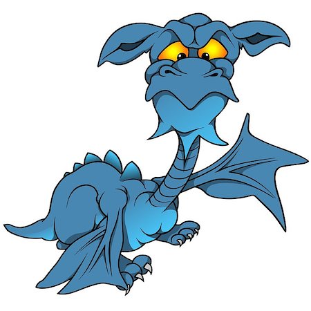 simsearch:400-08956391,k - Blue Dragon - Colored Cartoon Illustration, Vector Stock Photo - Budget Royalty-Free & Subscription, Code: 400-07218249