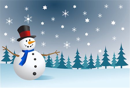 Snowman, vector illustration Stock Photo - Budget Royalty-Free & Subscription, Code: 400-07218316