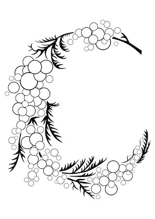simsearch:400-06093261,k - Illustration of abstract mimosa branch in black and white colours Fotografie stock - Microstock e Abbonamento, Codice: 400-07218524