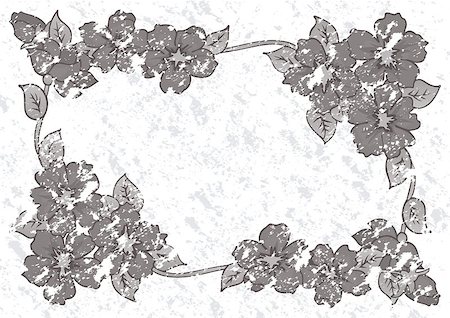 simsearch:400-08198402,k - Illustration of abstract floral fame with grunge background Foto de stock - Super Valor sin royalties y Suscripción, Código: 400-07218525