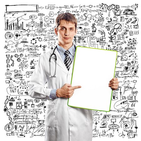 simsearch:400-07216659,k - Doctor man with write board in his hands Photographie de stock - Aubaine LD & Abonnement, Code: 400-07218630