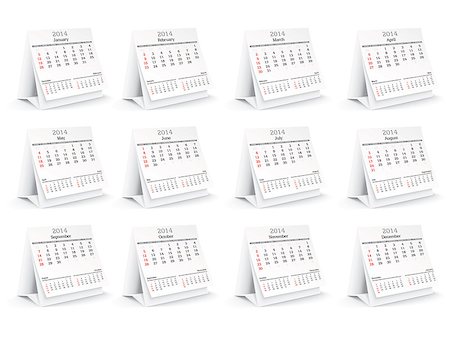 simsearch:400-06767656,k - 2014 calendar - vector illustration Stock Photo - Budget Royalty-Free & Subscription, Code: 400-07218657