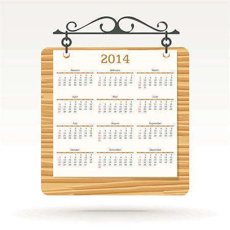 simsearch:400-06767656,k - 2014 calendar - vector illustration Stock Photo - Budget Royalty-Free & Subscription, Code: 400-07218659