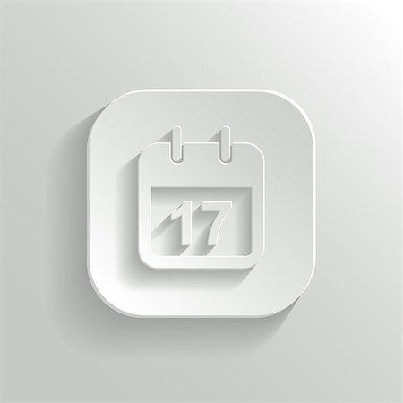 Calendar icon - vector white app button with shadow Stock Photo - Budget Royalty-Free & Subscription, Code: 400-07218695