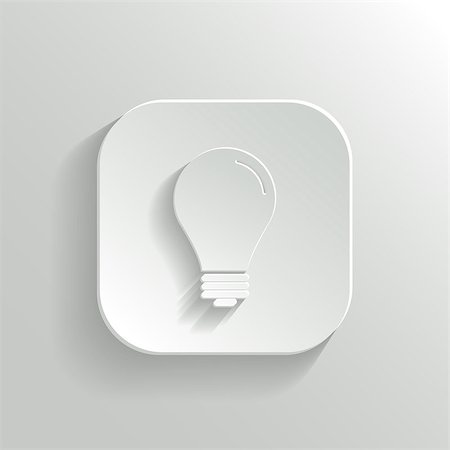 Light bulb icon - vector white app button with shadow Stock Photo - Budget Royalty-Free & Subscription, Code: 400-07218700
