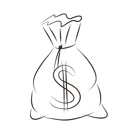 simsearch:400-09171101,k - Sketch of bag with dollars on a white. Vector illustration. Foto de stock - Super Valor sin royalties y Suscripción, Código: 400-07218777
