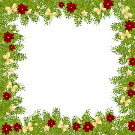 simsearch:400-07061808,k - Christmas card with decorations - bows, stars and poinsettia. Vector illustration. Photographie de stock - Aubaine LD & Abonnement, Code: 400-07218785