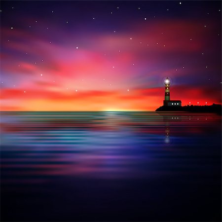 abstract nature background with sunrise and lighthouse Fotografie stock - Microstock e Abbonamento, Codice: 400-07218823