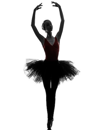 simsearch:400-07218974,k - one caucasian young woman ballerina ballet dancer dancing with tutu in silhouette studio on white background Stock Photo - Budget Royalty-Free & Subscription, Code: 400-07218995