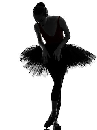 simsearch:400-07218974,k - one caucasian young woman ballerina ballet dancer dancing with tutu in silhouette studio on white background Stock Photo - Budget Royalty-Free & Subscription, Code: 400-07218996