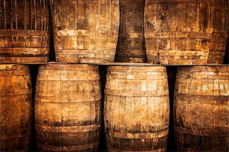 port wine - Stacked whisky barrels in monochrome vintage style Stock Photo - Budget Royalty-Free & Subscription, Code: 400-07219158