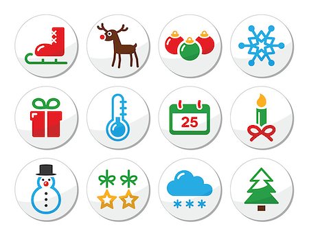 simsearch:400-07105067,k - Xmas icons set - snowman, present, christmas tree, reindeer isolated on white Stock Photo - Budget Royalty-Free & Subscription, Code: 400-07219330