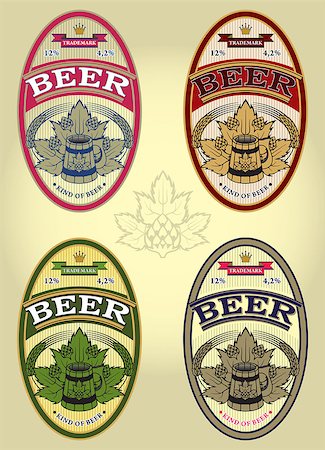 set of four oval vector labels for beer Stock Photo - Budget Royalty-Free & Subscription, Code: 400-07219363