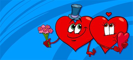 simsearch:400-06523060,k - Valentines Day Greeting Card Cartoon Illustration of Hearts Couple in Love Stock Photo - Budget Royalty-Free & Subscription, Code: 400-07219578