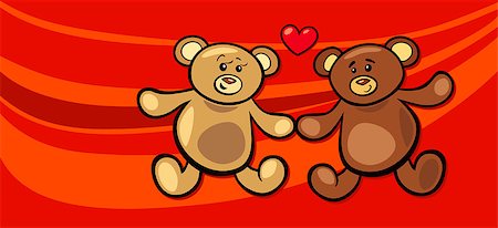 simsearch:400-06523060,k - Valentines Day Greeting Card Cartoon Illustration of Teddy Bears in Love Stock Photo - Budget Royalty-Free & Subscription, Code: 400-07219579