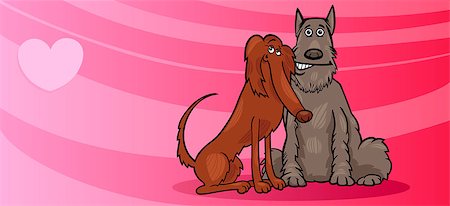 simsearch:400-07986020,k - Valentines Day Greeting Card Cartoon Illustration of Funny Dogs Couple in Love Stock Photo - Budget Royalty-Free & Subscription, Code: 400-07219582