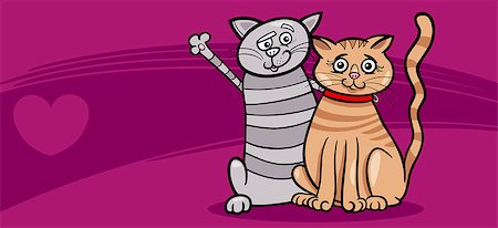 simsearch:400-07986020,k - Valentines Day Greeting Card Cartoon Illustration of Funny Cats Couple in Love Stock Photo - Budget Royalty-Free & Subscription, Code: 400-07219583