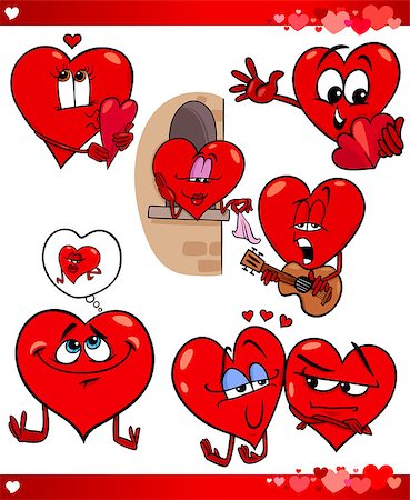 simsearch:400-06523060,k - Cartoon Illustration of Cute Valentines Day and Love Themes Collection Set with Funny Hearts Stock Photo - Budget Royalty-Free & Subscription, Code: 400-07219597