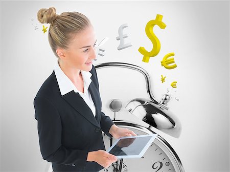 simsearch:400-06876570,k - Composite image of blonde businesswoman holding new tablet Stock Photo - Budget Royalty-Free & Subscription, Code: 400-07219804