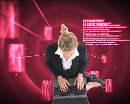 pink star backgrounds - Composite image of blonde businesswoman using laptop Stock Photo - Budget Royalty-Free & Subscription, Code: 400-07219850