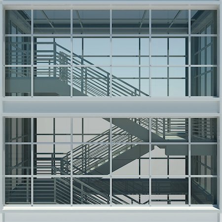 simsearch:400-08038187,k - Architecture: staircase and windows. 3d render. Top view Foto de stock - Super Valor sin royalties y Suscripción, Código: 400-07210042