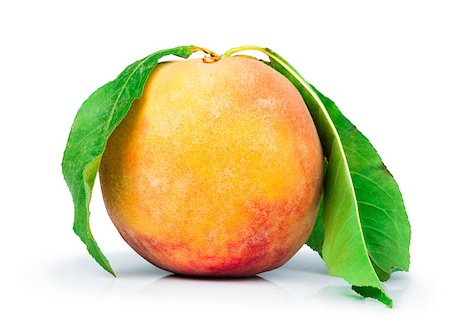 Peach and leaf white isolated Stock Photo - Budget Royalty-Free & Subscription, Code: 400-07210126