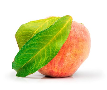 Peach and leaf white isolated Stock Photo - Budget Royalty-Free & Subscription, Code: 400-07210127