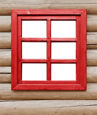 simsearch:400-06951810,k - The red wooden window on the wall of the farmhouse Stock Photo - Budget Royalty-Free & Subscription, Code: 400-07210492