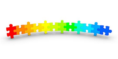 simsearch:700-02289286,k - 3d puzzle pieces of different color are connected as an open circle Stock Photo - Budget Royalty-Free & Subscription, Code: 400-07210601