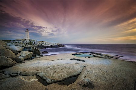 Sunset on Peggy's Cove Lighthouse Nova Scotia Canada Stock Photo - Budget Royalty-Free & Subscription, Code: 400-07210865