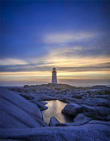 Sunset on Peggy's Cove Lighthouse Nova Scotia Canada Stock Photo - Budget Royalty-Free & Subscription, Code: 400-07210868