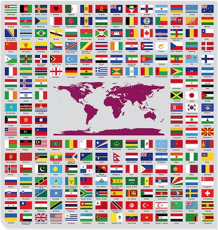 Updated and official country flags around the world in alphabetical order (212 Flags) Photographie de stock - Aubaine LD & Abonnement, Code: 400-07210878