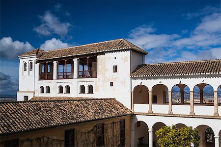 simsearch:400-07209028,k - Arched gallery windows of South Pavillon of Generalife in Alhambra complex Stock Photo - Budget Royalty-Free & Subscription, Code: 400-07211147