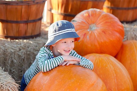 simsearch:400-07211170,k - cute positive boy having fun at the pumpkin patch Photographie de stock - Aubaine LD & Abonnement, Code: 400-07211180