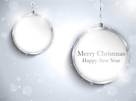 simsearch:400-06473585,k - Vector - Merry Christmas Happy New Year Ball Silver with Stars and Snowflakes Fotografie stock - Microstock e Abbonamento, Codice: 400-07211378