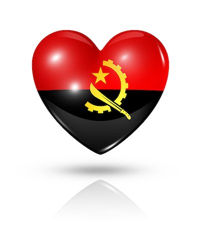 simsearch:400-07105024,k - Love Angola symbol. 3D heart flag icon isolated on white with clipping path Foto de stock - Super Valor sin royalties y Suscripción, Código: 400-07211430