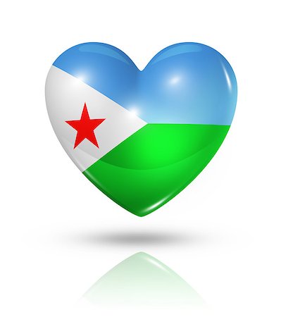simsearch:400-07105024,k - Love Djibouti symbol. 3D heart flag icon isolated on white with clipping path Foto de stock - Super Valor sin royalties y Suscripción, Código: 400-07211445