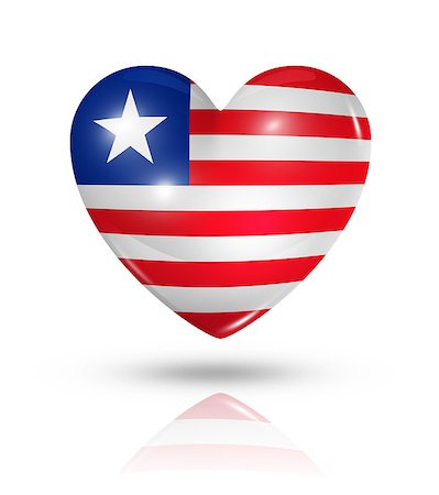simsearch:400-07105024,k - Love Liberia symbol. 3D heart flag icon isolated on white with clipping path Foto de stock - Super Valor sin royalties y Suscripción, Código: 400-07211456