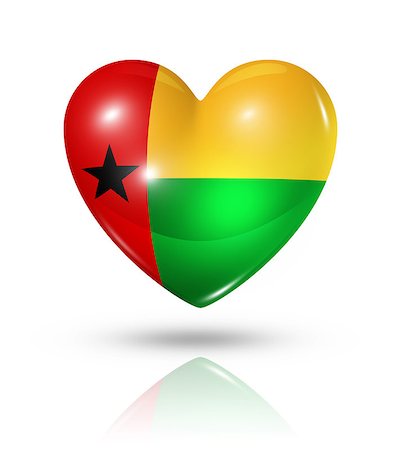 simsearch:622-03446288,k - Love Guinea Bissau symbol. 3D heart flag icon isolated on white with clipping path Photographie de stock - Aubaine LD & Abonnement, Code: 400-07211450